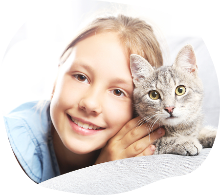 A girl with her cat